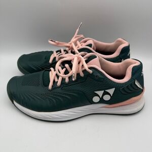Yonex Tennis‎ Shoes Cushioned Athletic Sneakers Forest Green Pink W10 M8.5